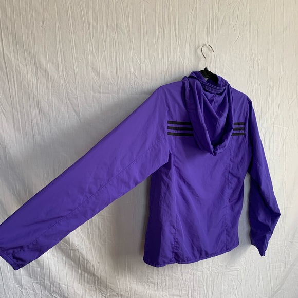 Adidas Womens Purple/Black Stripe Zip-Up Windbreaker Track Jacket Size S - Picture 7 of 14